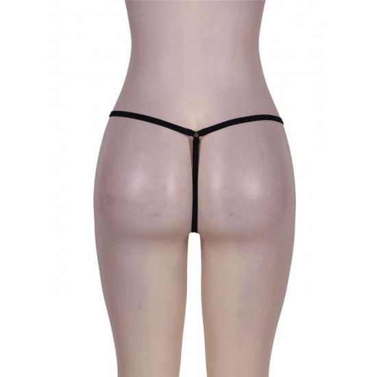 Zip Front Sexy Black Thong Knickers