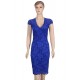 Plus Size Elegant Blue Half Sleeve Slim Fashion Dress