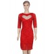 Lace Heart Sexy Red Slim Fashion Dress