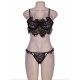 Black Plus Size Bra Set With Mesh