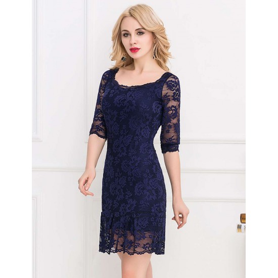 Half Sleeve Blue Wholesale Fashion Dress