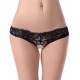 Black Caged Back Open Crotch Lace Panty