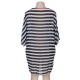 Kimono Sleeve Chiffon Black  White Striped Beachwear