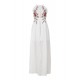 Elegant White Embroidery Backless Long Dress