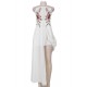 Elegant White Embroidery Backless Long Dress