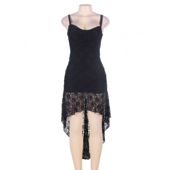 High Low SlinkyBlack Lace Fishtail Dress