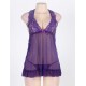 Plus Size Purple Halter Transparent Babydoll