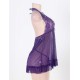 Plus Size Purple Halter Transparent Babydoll