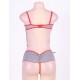 Gray And Red Sheer Skirted Teddy