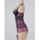 Purple Mesh And Metallic Lace Plus Size Babydoll