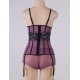 Purple Mesh And Metallic Lace Plus Size Babydoll