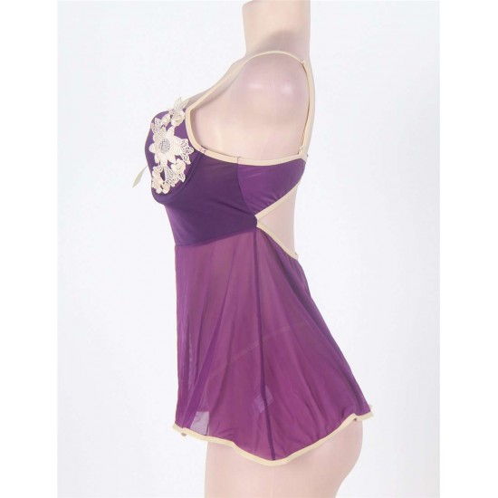 The King Mistress Sexy Scallop Purple Babydoll