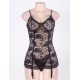 Black Floral Mesh Chemish Plus Size Babydoll