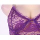 Purple Floral Lace Round Back Plus Size Babydoll