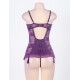 Purple Floral Lace Round Back Plus Size Babydoll