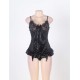 Sexy Black Embroidery Bra Ruffle Croch Back Babydoll