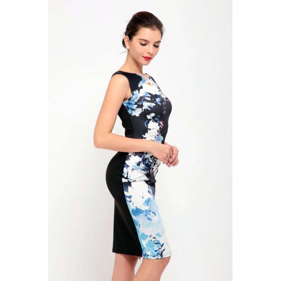 Blue And White Porcelain Print Dress