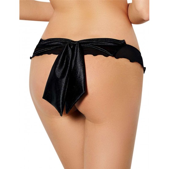 Plus Size Mesh Big Bow Ruffled Thong