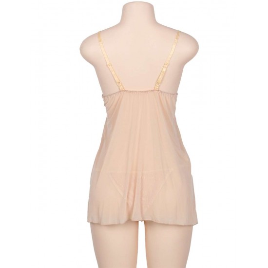 Plus Size Nude Apricot Elegant Babydoll