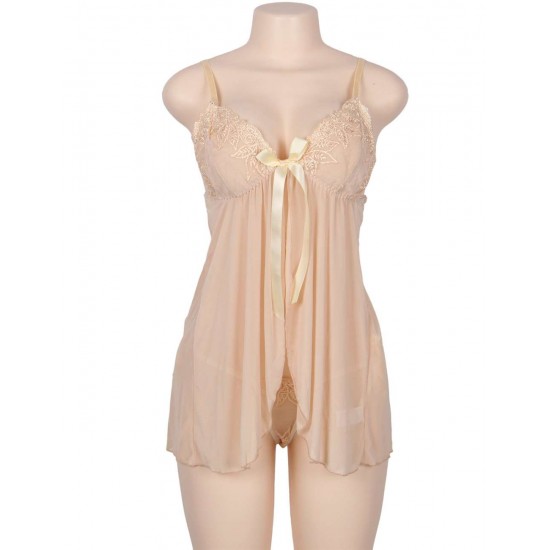 Plus Size Nude Apricot Elegant Babydoll