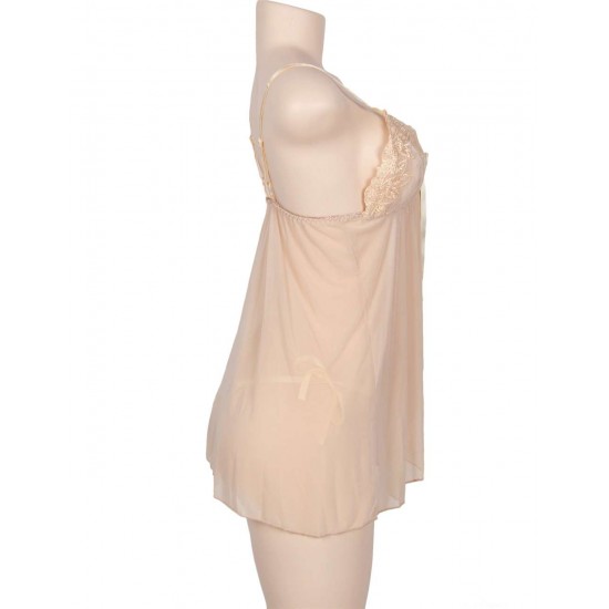 Plus Size Nude Apricot Elegant Babydoll