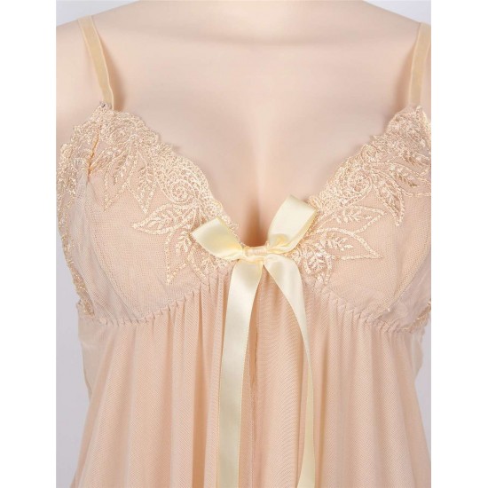 Plus Size Nude Apricot Elegant Babydoll