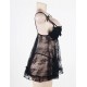 Black Scalloped Lace Ruffle Decor Plus Size Babydoll