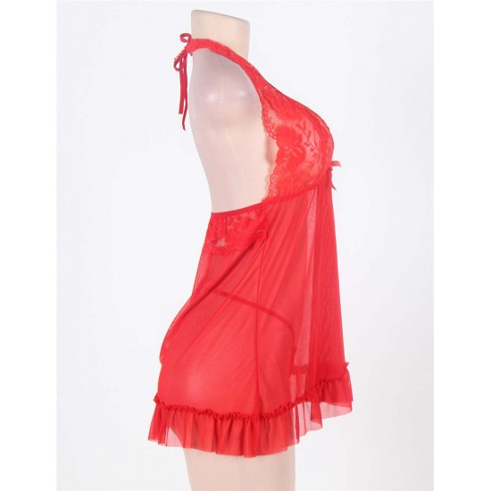 Romantic Red Open Back Flare Lingerie