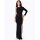 Black Side Split Slit Jersey Sequin Maxi Dress