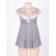 Pretty In Periwinkle Grey Babydoll With G string