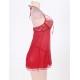 Stretch Lace Camisole Babydoll In Sheer Red