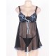 Mesh Cup Black Lace Babydoll Nightie Lingerie Set