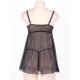 Mesh Cup Black Lace Babydoll Nightie Lingerie Set