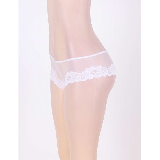 White Floral Lace Mesh Sexy Panty