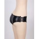 Leather Open Crotch Strappy Black Panty