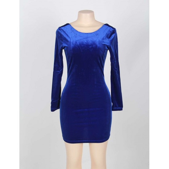 On Sale Backless Blue Sparkle Dress