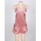 Two-Piece Satin Pink Belted Sleepwear