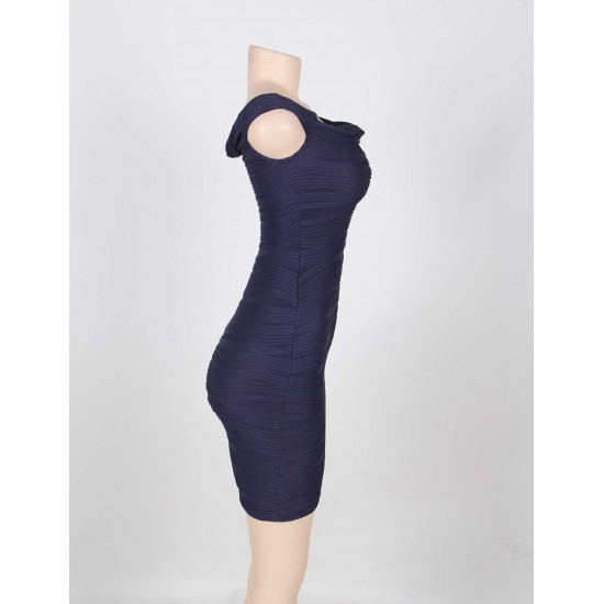 Coral One Shoulder Bodycon Blue Dresses For Women