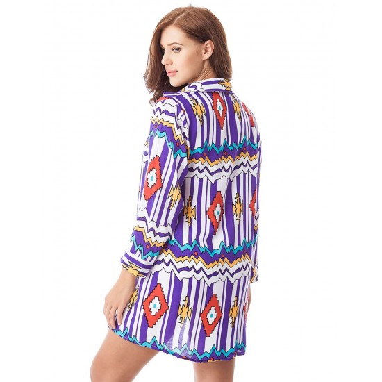 Fashion Colorful Trendy Geometry Print Cover-ups