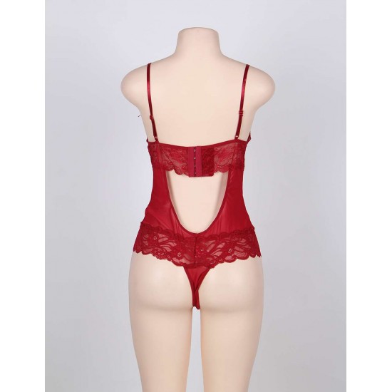 Red Lace And Cranberry Teddy Lingerie