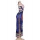 Dark Royal African Pattern Flowered Halter Long Dress