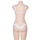 White Eyelash Lace Girdle  2pcs Bra Set