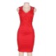 Red Deluxe Decals Fashion Dress Lace Bodycon