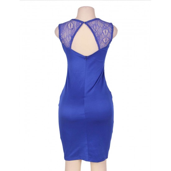 Blue Deluxe Decals Fashion Dress Lace Bodycon