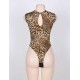 Semi Sheer Gold Decor Peep-Hole Bodysuit