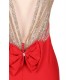 Red Backless Formal Evening Dress With Golden Strap