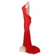 Plus Size Red Backless Formal Evening Dress With Golden Strap