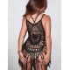 Black Knitted Hollow Out Cool Fringe Beachwear