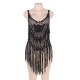 Black Knitted Hollow Out Cool Fringe Beachwear