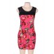 Short Sleeve Pink Flower Print Dresses 